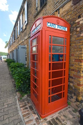 Framed Red Telephone box, Nelson&#39;s Dockyard, Antigua Print