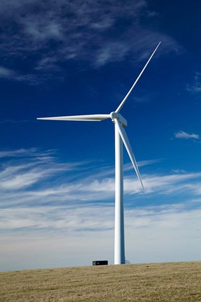 Framed Wind turbine at Mt Stuart wind farm, South Otago, New Zealand Print