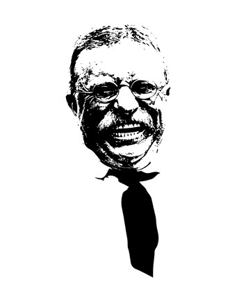 Framed Vector Portrait of Theodore Roosevelt smiling Print