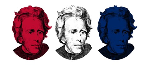 Framed Andrew Jackson in Red, White and Blue Print