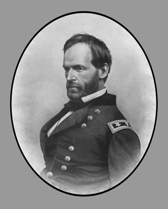 Framed Civil War General William Tecumseh Sherman (side profile) Print