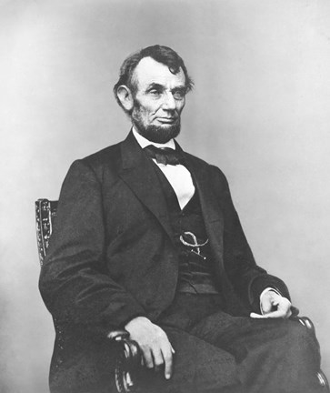 Framed Civil War era painting of President Abraham Lincoln Print