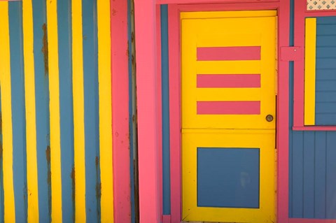 Framed Colorful Doorway, New Providence Island, Bahamas, Caribbean Print