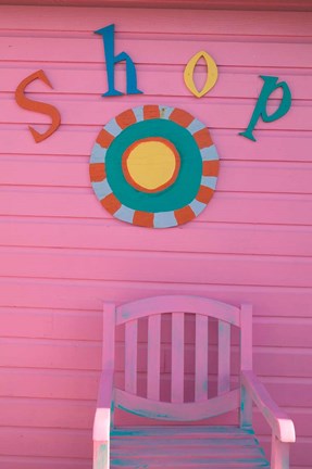 Framed Colorful Sign at Compass Point Resort, Gambier, Bahamas, Caribbean Print