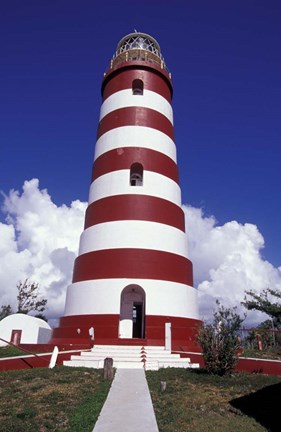 Framed Candystripe Lighthouse, Elbow Cay, Bahamas, Caribbean Print