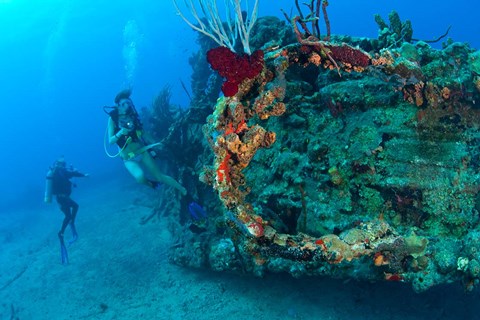 Framed Wreck of the RMS Rhone, Coast of Salt Island, near Tortola, British Virgin Islands Print
