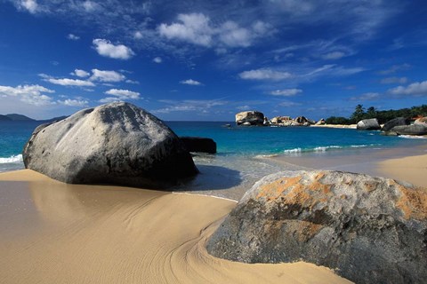 Framed Beach on Spring Bay; British Virgin Islands Print