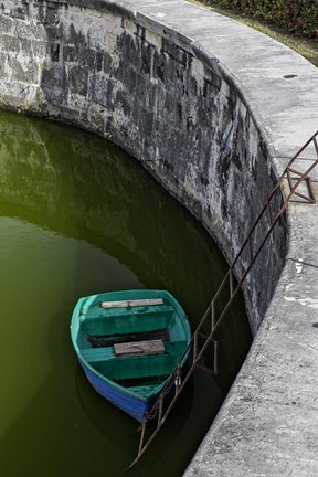 Framed Boat at the fortress of La Fuerza in Havana, Cuba Print