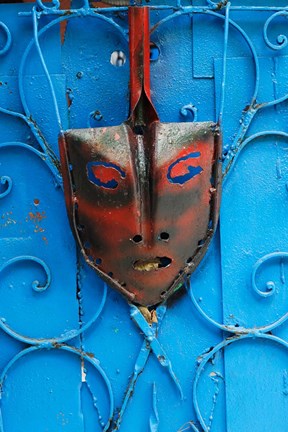 Framed Mask on Callejon de Hamels building walls, Cuba Print