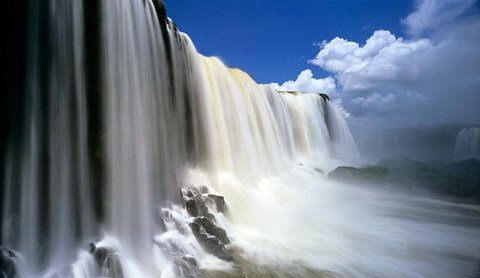Framed Towering Igwacu Falls Drops into Igwacu River, Brazil Print