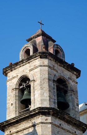Framed Havana, Cuba Steeple of church in downtowns San Francisco Plaza Print