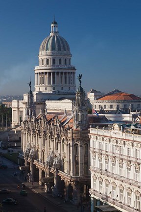 Framed Cuba, Havana, Capitol Building and town Print