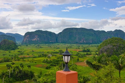 Framed Limestone hill, farming land in Vinales valley, UNESCO World Heritage site, Cuba Print