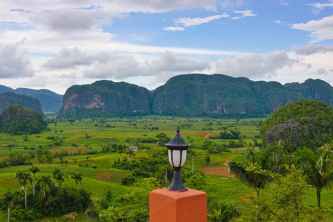 Framed Limestone hill, farming land in Vinales valley, UNESCO World Heritage site, Cuba Print