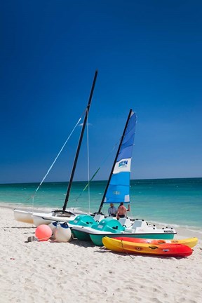 Framed Boats on Playa Ancon beach, Cuba Print