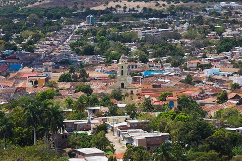 Framed Cuba, Sancti Spiritus, Trinidad, Aerial view of town Print
