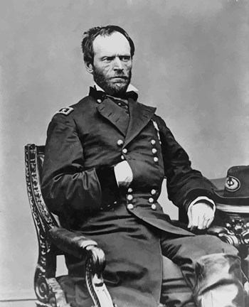 Framed Digitally Restored Vector Portrait of General Sherman Print