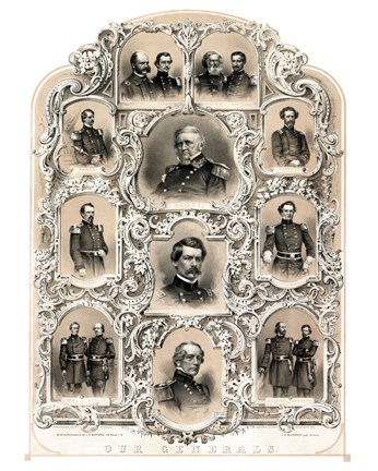 Framed Primary Union Generals from 1862 Print