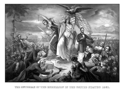 Framed Lady Liberty During the Outbreak of War Print