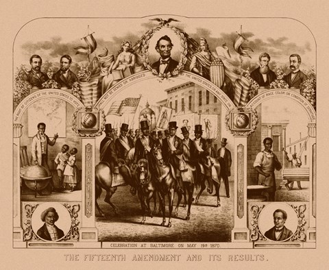 Framed Fifteenth Amendment and Its Results Print