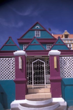 Framed Colorful Buildings and Detail, Willemstad, Curacao, Caribbean Print