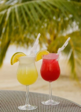Framed Cocktails on the Beach, Jamaica, Caribbean Print