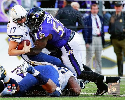Framed Terrell Suggs Tackle Action Print