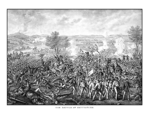 Framed Battle of Gettysburg (vintage) Print