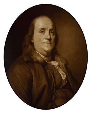 Framed Benjamin Franklin (sepia tone) Print