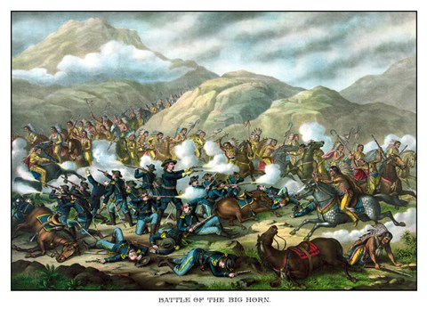 Framed Battle of Little Bighorn Print