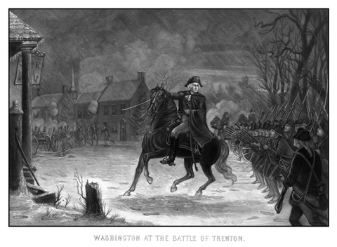 Framed George Washington at The Battle of Trenton Print