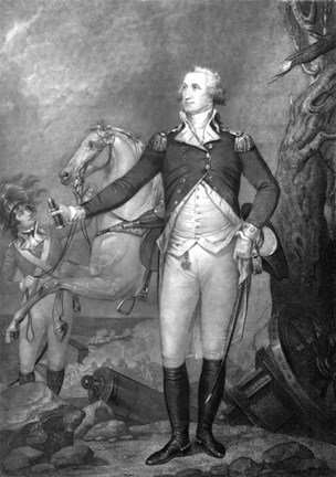 Framed General George Washington at The Battle of Trenton Print