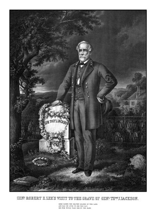 Framed General Lee Visiting the Grave of General Thomas Jackson Print