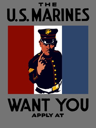Framed U.S. Marines Want You Print
