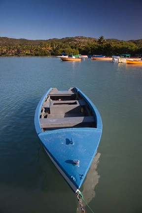 Framed Puerto Rico, Guanica, Bahia de la Ballena bay, boats Print