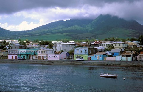 Framed Waterfront, Basseterre, St Kitts, Caribbean Print