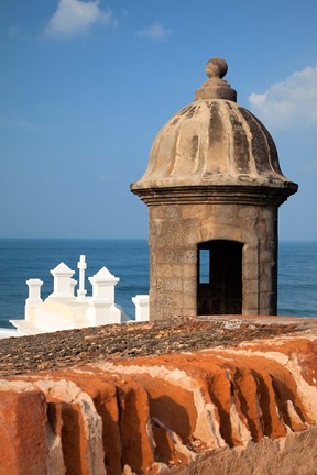 Framed Lookout tower at Fort San Cristobal, Old San Juan, Puerto Rico, Caribbean Print