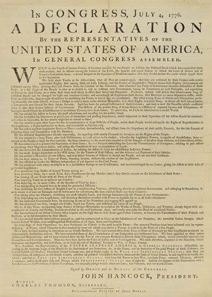 Framed United States Declaration of Independence Print