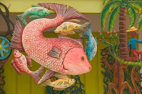Framed Fish Souvenir at Al Vern's Craft Market, Turks and Caicos, Caribbean Print