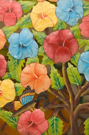 Framed Floral Souvenirs at Al Vern's Craft Market, Turks and Caicos, Caribbean Print