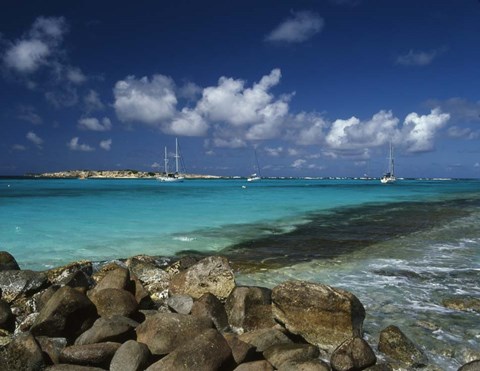 Framed Orient Bay, St Martin, Caribbean Print