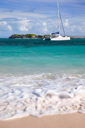 Framed Catamaran off Orient Beach, St Maarten, West Indies Print