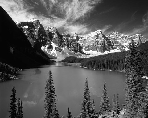 Framed Wenkchemna Peaks reflected in Moraine lake, Banff National Park, Alberta, Canada Print