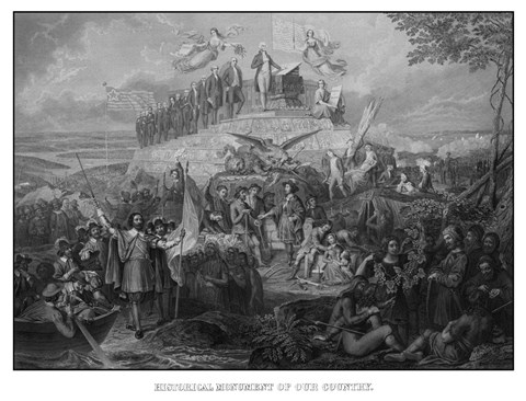 Framed Christopher Columbus Arriving in America Print