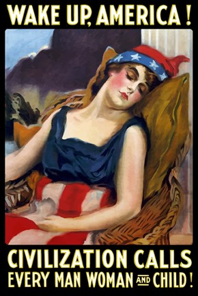Framed Lady Liberty Sleeping - Wake Up, America! Print