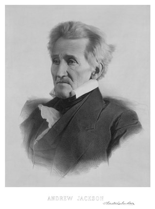Framed President Andrew Jackson (black &amp; white portrait) Print
