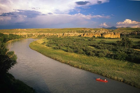 Framed Milk River at Writing On Stone Provincial Park, Alberta Print