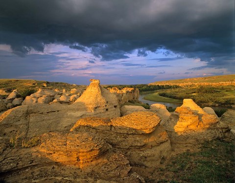 Framed Milk River, Writing on Stone Provincial Partk, Alberta Print