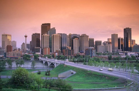Framed Skyline of Calgary, Alberta, Canada Print