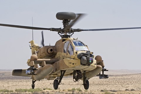 Framed AH-64D Saraf attack helicopter of the Israeli Air Force Print